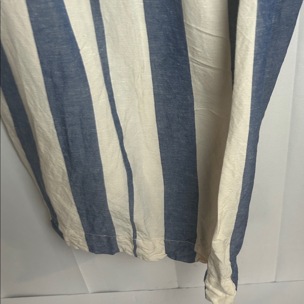 Striped Blue and Cream Wide-Leg Pants - Picture 4 of 14